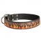 Handpainted Leather Schutzhund Dog Collar with Red Flames
