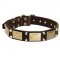 Leather Schutzhund Dog Collar with Studs and Plates