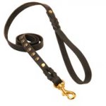 Studded Leather Schutzhund Dog Leash for Dog Walking and Training