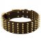 Wide Spiked Leather Schutzhund Dog Collar