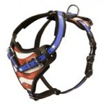 American Flag Painted Leather Schutzhund Dog Harness for Agitation Training