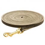 Long Leather Schutzhund Dog Leash for Tracking, Training and Walking