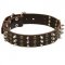 Schutzhund Dog Spikes and Studs Rows Leather Dog Collar