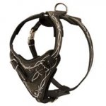 Painted Leather Schutzhund Dog Harness for Walking and Training