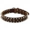 3 Rows Leather Spiked and Studded Schutzhund Dog Collar