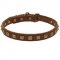 Handcrafted 1 Row Square Studded Leather Schutzhund Dog Collar