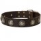 Leather Schutzhund Dog Collar Decorated with Silver Conchos