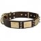 Designer War-Style Leather Schutzhund Collar with Spikes and Plates