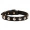 Beautiful Leather Schutzhund Dog Collar Decorated with Half-Ball Studs