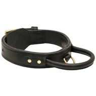 Extra Durable Leather Schutzhund Dog Collar with Handle for Attack Training