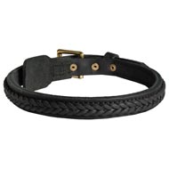 Schutzhund Dog Braided Leather Collar 1 Inch