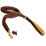 Anti-pulling Braided Leather Schutzhund Dog Leash