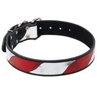 Schutzhund Dog Leather Collar With Handcrafted American Flag Painting
