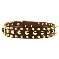 Spiked and Studded Schutzhund Dog Leather Collar