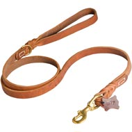 Walking and Training Leather Schutzhund Dog Leash with Comfy Handle