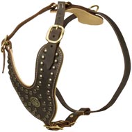 Royal Design Leather Schutzhund Dog Harness with Brass Studs Royal Design Leather Schutzhund Dog Harness with Brass Studs