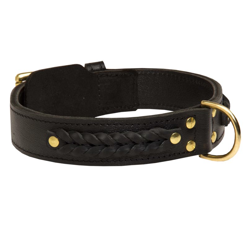 Incredible Design Schutzhund Dog Braided Leather Collar