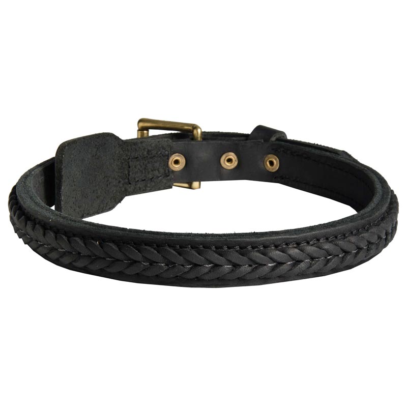 Schutzhund Dog Braided Leather Collar 1 Inch