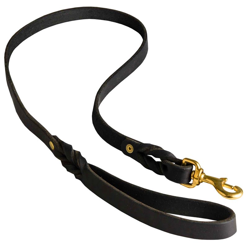 Walking Training Leather Schutzhund Dog Leash Braided