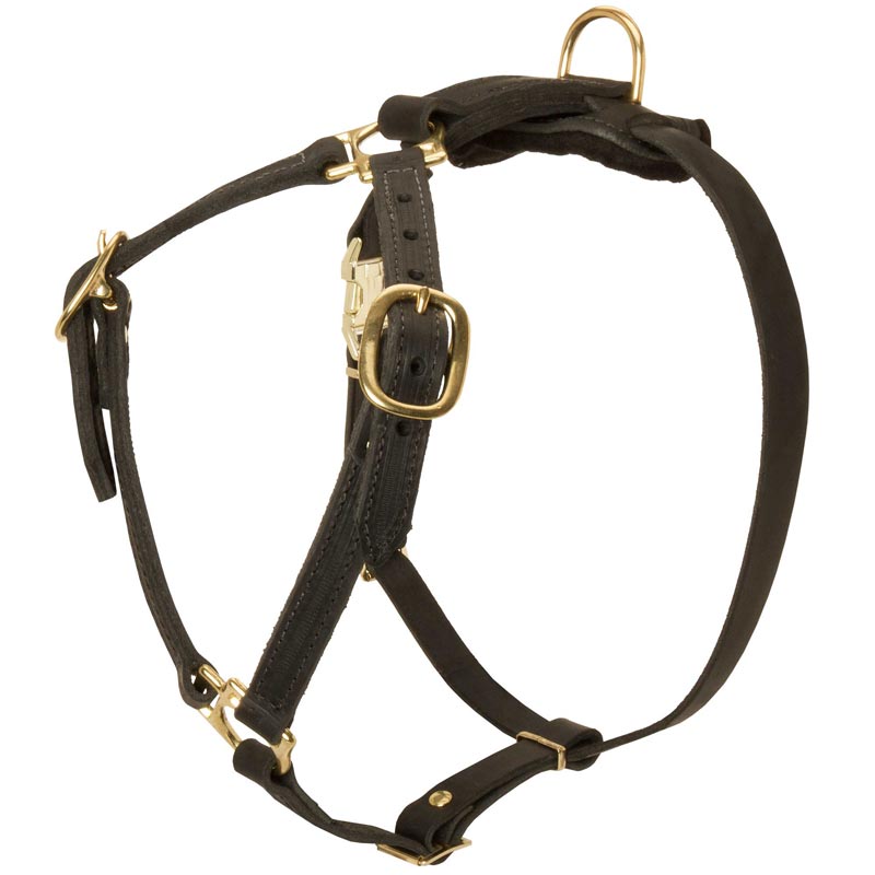 Y-Shaped Leather Schutzhund Dog Harness for Tracking and Training
