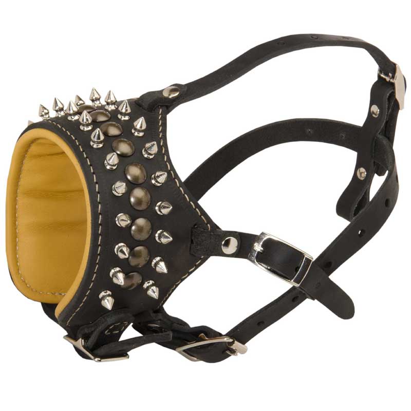 Royal Spiked and Studded Leather Schutzhund Dog Muzzle