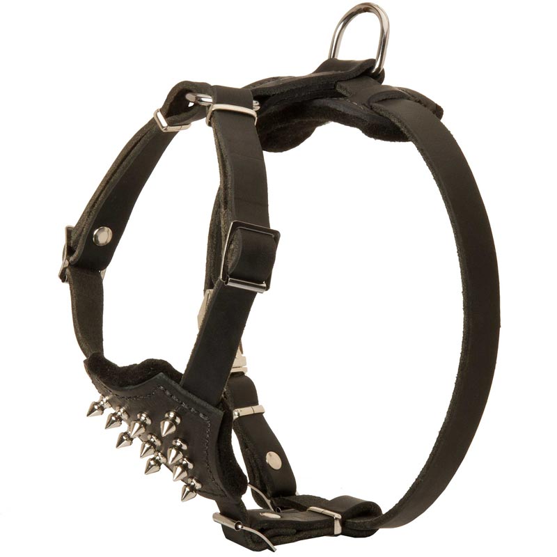 Durable Spiked Leather Puppy Schutzhund Dog Harness
