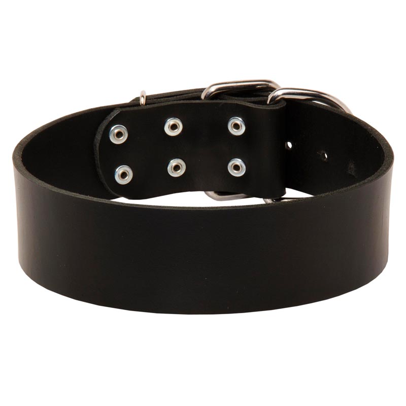 Extra Wide Leather Schutzhund Dog Collar for Professional Training